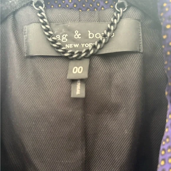 Rag & Bone Blazer Women’s Size 00 Velvet Print Lexi One Button Lined Career Glam - Picture 5 of 10